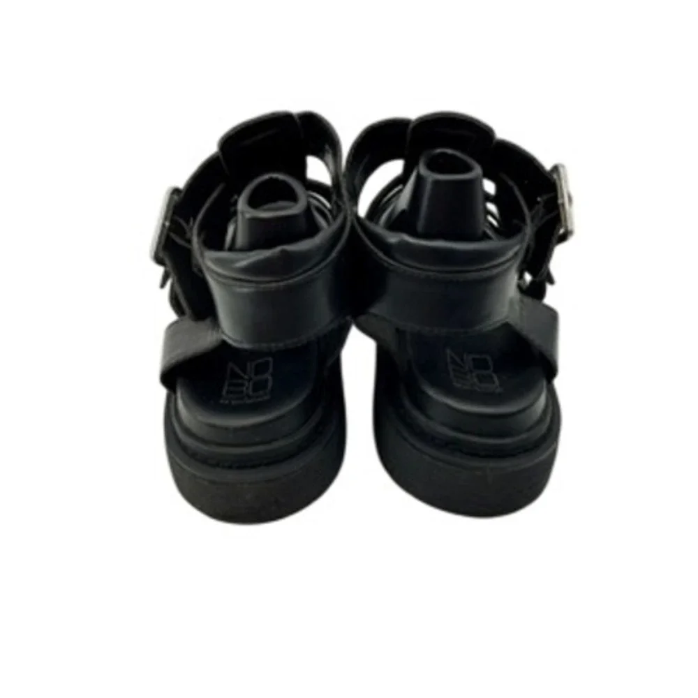 No Boundaries Womens Black Fisherman Sandals Platform Caged‎ Straps Size 9